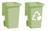 trash and recycling cans