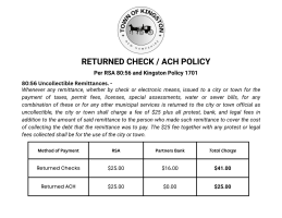 returned check/ACH policy